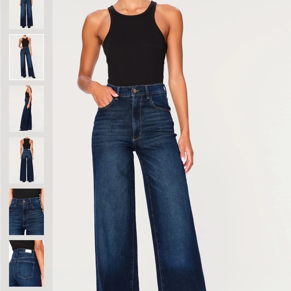 DL1961 Denim - dl1961 Hepburn Wide Leg High Rise Vintage 32’ Jeans - Mediterranean